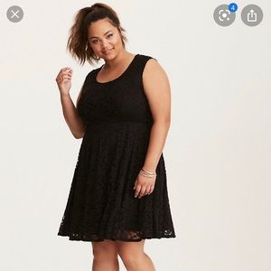 Torrid Black Lace Open back Skater dress Sz 4